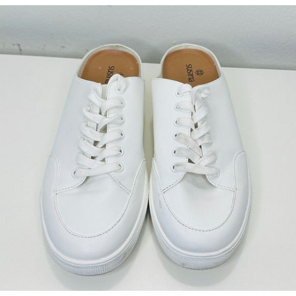 Susina White Leatherette Brynlee Closed Toe Slide-In Casual Mule Sneakers 9 - Picture 2 of 14
